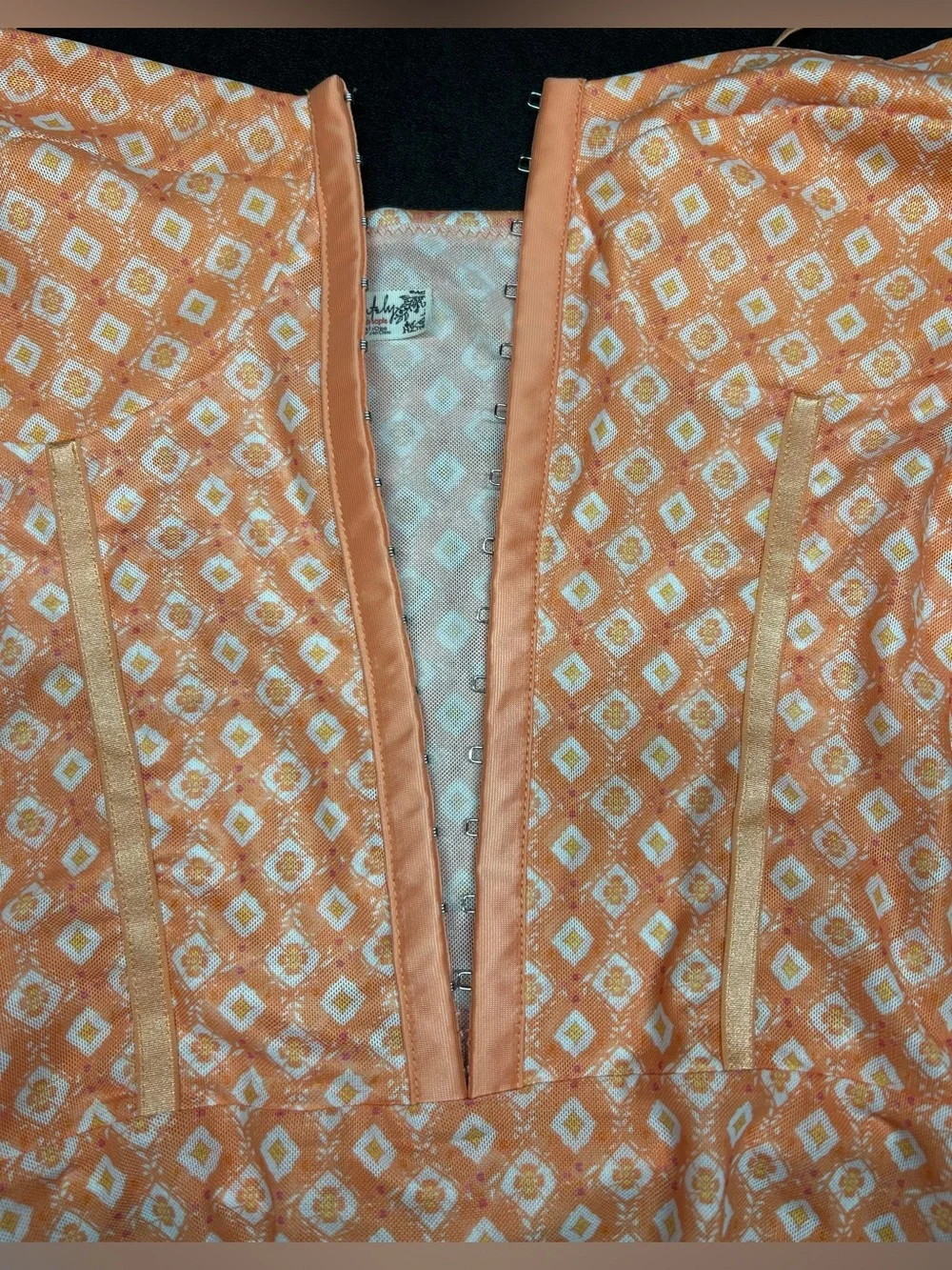 Free People Intimately Fp Size L Floral Mesh Neon Peach Corset Bodysuit